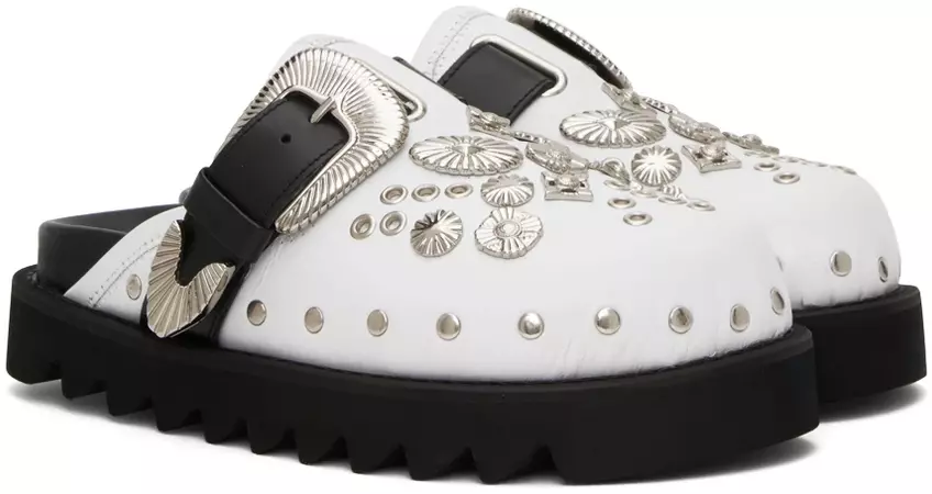 Toga Pulla: White Embellished Loafers | SSENSE