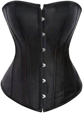 *clipped by @luci-her* FUNEY Women's Corset Top Satin Floral Boned Overbust Body Shaper Bustier Plus Size Waist Trainer for Women Shapewear: Clothing