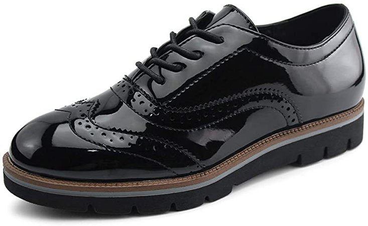 Amazon.com: JABASIC Zapatos Oxford con cordones para mujer Wingtip Brogue, negro, 9.5 : Ropa, Zapatos y Joyería