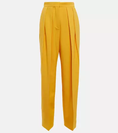 Wool Blend High Rise Pleated Pants in Yellow - Stella Mc Cartney | Mytheresa