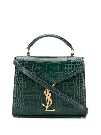 Shop green Saint Laurent Cassandra croco-embossed shoulder bag with Express Delivery - Farfetch
