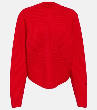 Wool And Cotton Blend Top in Red - Victoria Beckham | Mytheresa