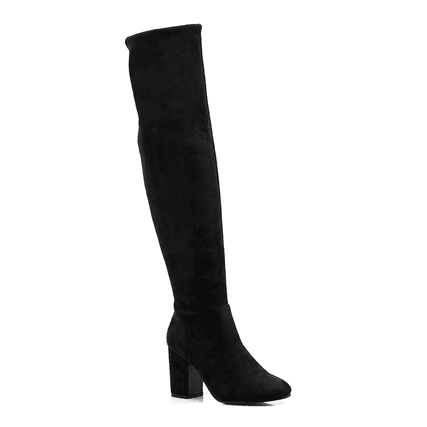 Black Suede Knee High Boots (8 cm)