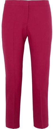 Cropped Wool-blend Straight-leg Pants - Fuchsia