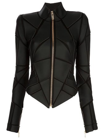 Black paneled futuristic jacket 1