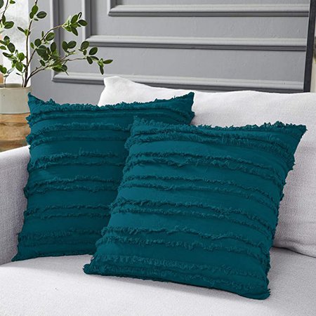Amazon.com: Longhui bedding Teal Throw Pillow Covers for Couch Sofa Bed, Cotton Linen Decorative Pillows Cushion Covers, 18 x 18 inches, Set of 2 : Home & Kitchen
