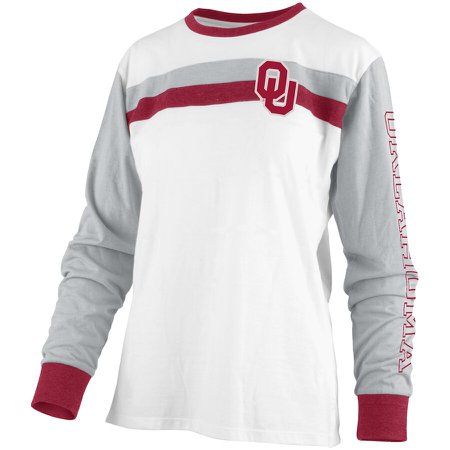 Oklahoma Sooners Pressbox Women's Schroeder Ringer Two-Hit Long Sleeve T-Shirt - White