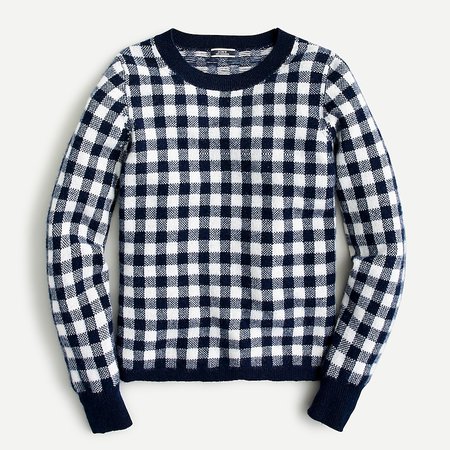 J.Crew: Cashmere Crewneck Sweater In Gingham For Women