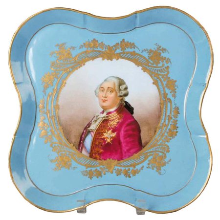 Antique Sèvres Louis XVI Hand-Painted Porcelain Tray Platter For Sale at 1stDibs