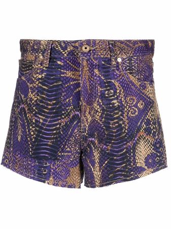 Just Cavalli snakeskin-print Denim Shorts - Farfetch
