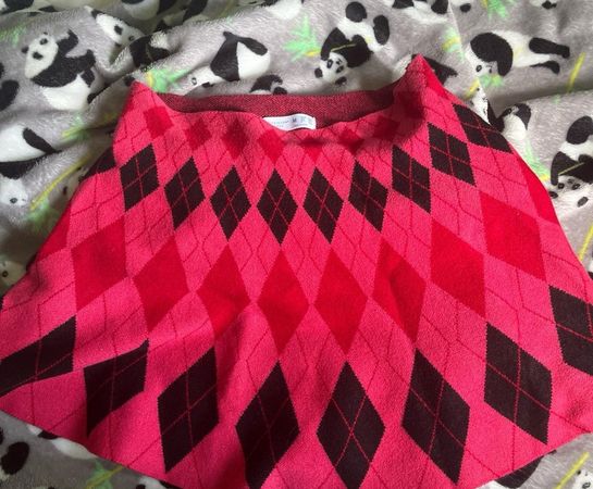 harlequin pink and red skirt
