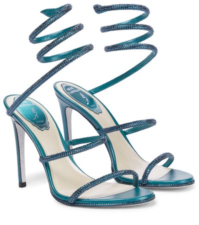 RENE CAOVILLA - Cleo embellished leather sandals | Mytheresa