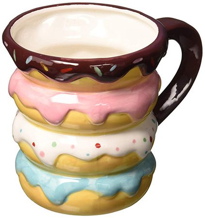 Amazon.com: Boston Warehouse Mug, Donut Stack, 18oz Capacity, Hand Painted Ceramic: Kitchen & Dining