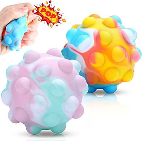 Amazon.com: 2 Pack Pop Stress Balls Fidget Toys, Fidget Ball Pop Squeeze Ball, Push Pop Bubble Squishy Ball Fidget Toy, Stress Relief Sensory Toys Bath Toys for Toddlers Game Balls Easter Gifts for Kids Adults : Toys & Games