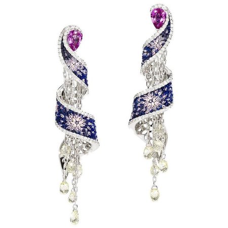 blue purple pink earrings