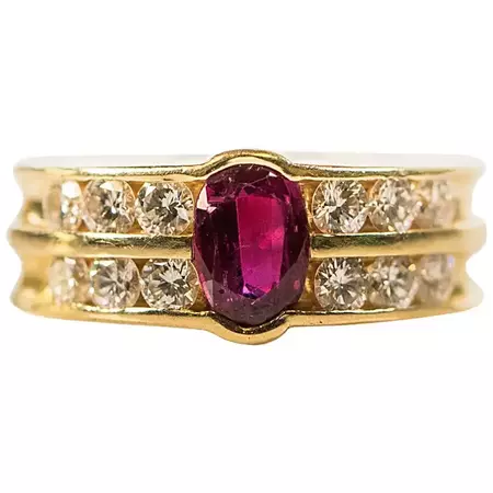 1950s GAL Certified 0.75 Carat Oval Ruby and Diamond 14K Gold Ring For Sale at 1stDibs | gal diamond certification
