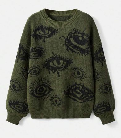 Grunge Punk Eye Sweater Sage