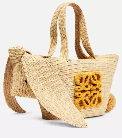 Loewe - Bunny Basket Small raffia tote bag | Mytheresa