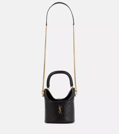Gaby Mini leather bucket bag in black - Saint Laurent | Mytheresa
