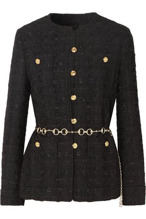 Gucci | Belted button-embellished tweed jacket | NET-A-PORTER.COM