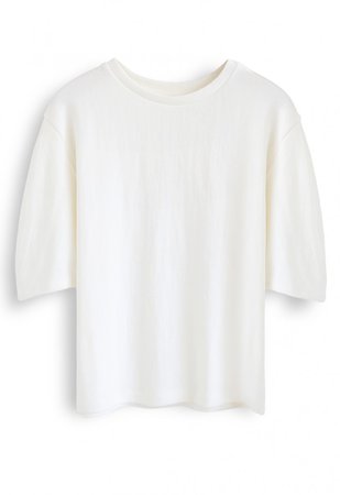 Pure White Mid-Sleeve Top - NEW ARRIVALS - Retro, Indie and Unique Fashion