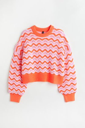 Pointelle-knit Sweater - Pink/orange - Ladies | H&M US