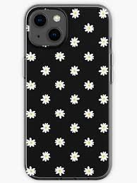 black phone case with daisies