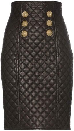 quilted leather high-rise skirt