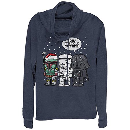 Star Wars Women's Boba Baby It's Cold Outside Holiday Cowl Neck Sweater: Clothing