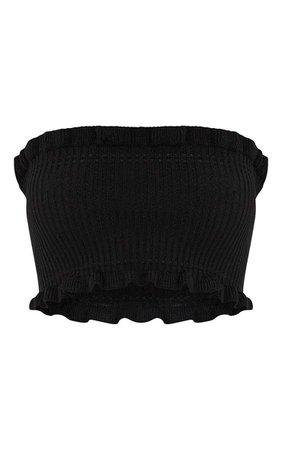 Brittnay Black Ruffle Detail Knit Tube Top