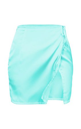 Mint Satin Side Split Mini Skirt | Co-Ords | PrettyLittleThing