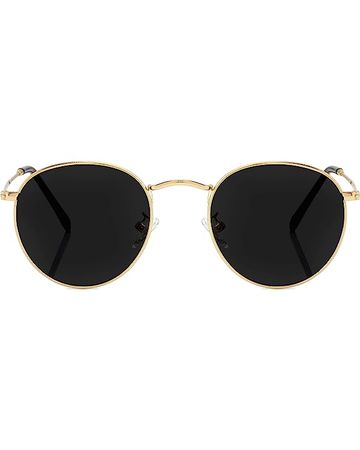 Amazon.com: Kursan Small Round Metal Polarized Sunglasses for Men Women Mirrored Lens Classic Circle Sun Glasses (Gold Frame/Black Lens) : Clothing, Shoes & Jewelry