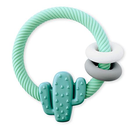 Amazon.com : Itzy Ritzy Silicone Teether with Rattle; Features Rattle Sound, Two Silicone Rings and Raised Texture to Soothe Gums; Ages 3 Months and Up; Cactus : Baby