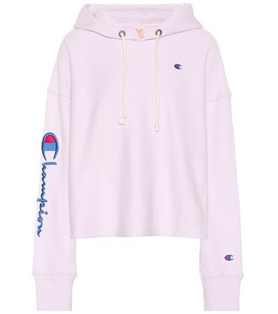 Cropped cotton-blend hoodie