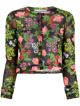 Molly Goddard Malina Floral-Intarsia Cardigan Ss20 | Farfetch.com
