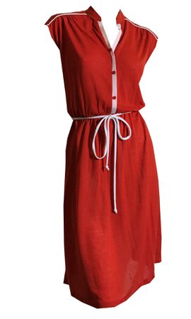 Race Car Red Knit Cotton Dress with White Trim circa 1970s – Dorothea's Closet Vintage