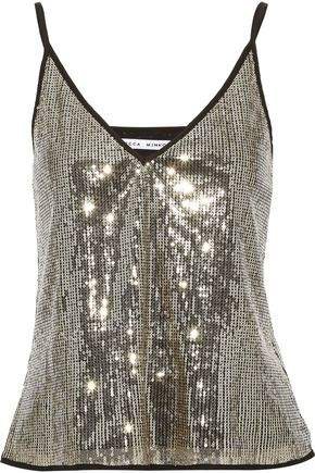 Nora Crepe-trimmed Sequined Tulle Camisole