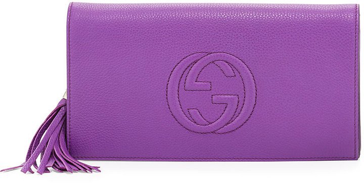 Gucci Soho Leather Clutch Bag Purple | Where to buy & how to wear