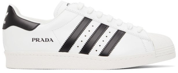 White and Black Prada Edition Superstar Sneakers