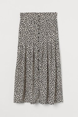 Pleated Skirt - Light beige/black floral - Ladies | H&M US