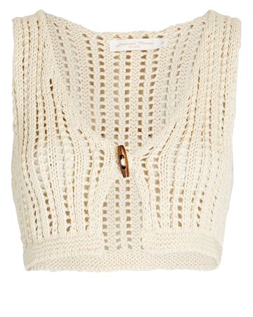 Savannah Morrow Oak Crocheted Organic Cotton Crop Top in white | INTERMIX®