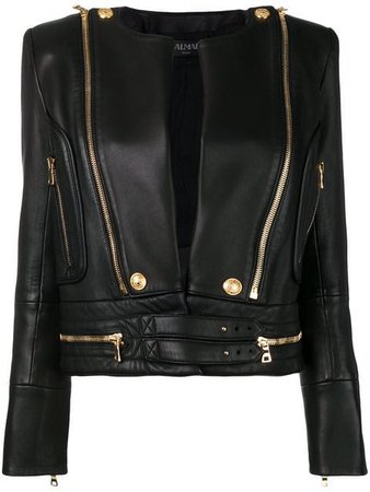 Balmain metallic details leather jacket $2,624 - Shop SS19 Online - Fast Delivery, Price