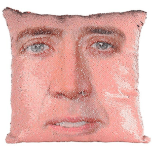 Nicolas Cage Sequin Pillow Case - Useless Things to Buy!