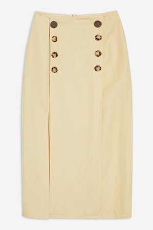 Contrast Button Split Midi Skirt - Clothing- Topshop Europe