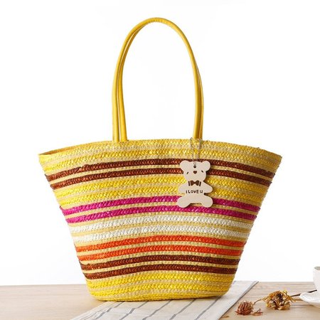 Yellow Straw Beach Bag Summer Tote Bag for $41.99 | Baginning