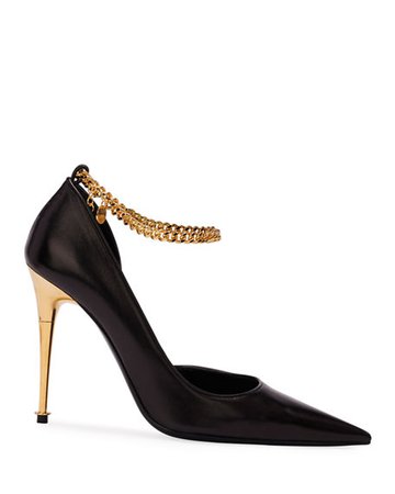 TOM FORD Open-Side Pumps with Chain Strap | Neiman Marcus