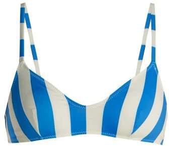 The Rachel Striped Triangle Bikini Top - Womens - Blue Stripe