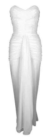Vintage 1990's Norma Kamali White 1940's Pin-Up Strapless Hourglass Gown Dress For Sale at 1stDibs