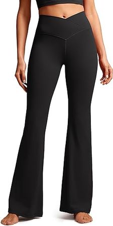 CRZ YOGA Butterluxe Crossover Flare Leggings for Women 31" - High Waist V Cross Bootcut Bell Bottoms Tummy Control Yoga Pants Black Small : Clothing, Shoes & Jewelry