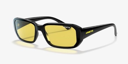 arnette yellow tinted black sun glasses